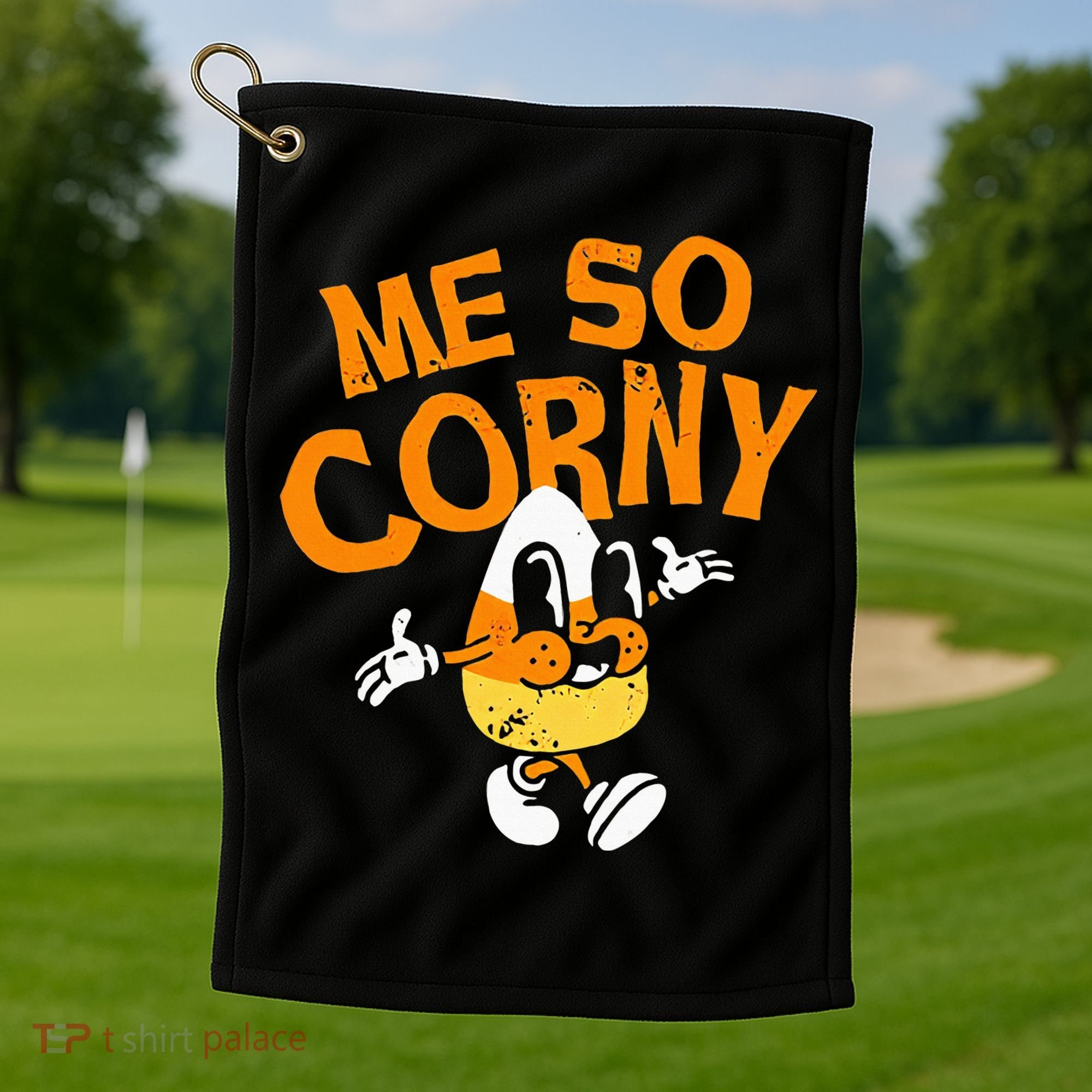 Me So Corny Candy Corn Funny Halloween Golf Towel