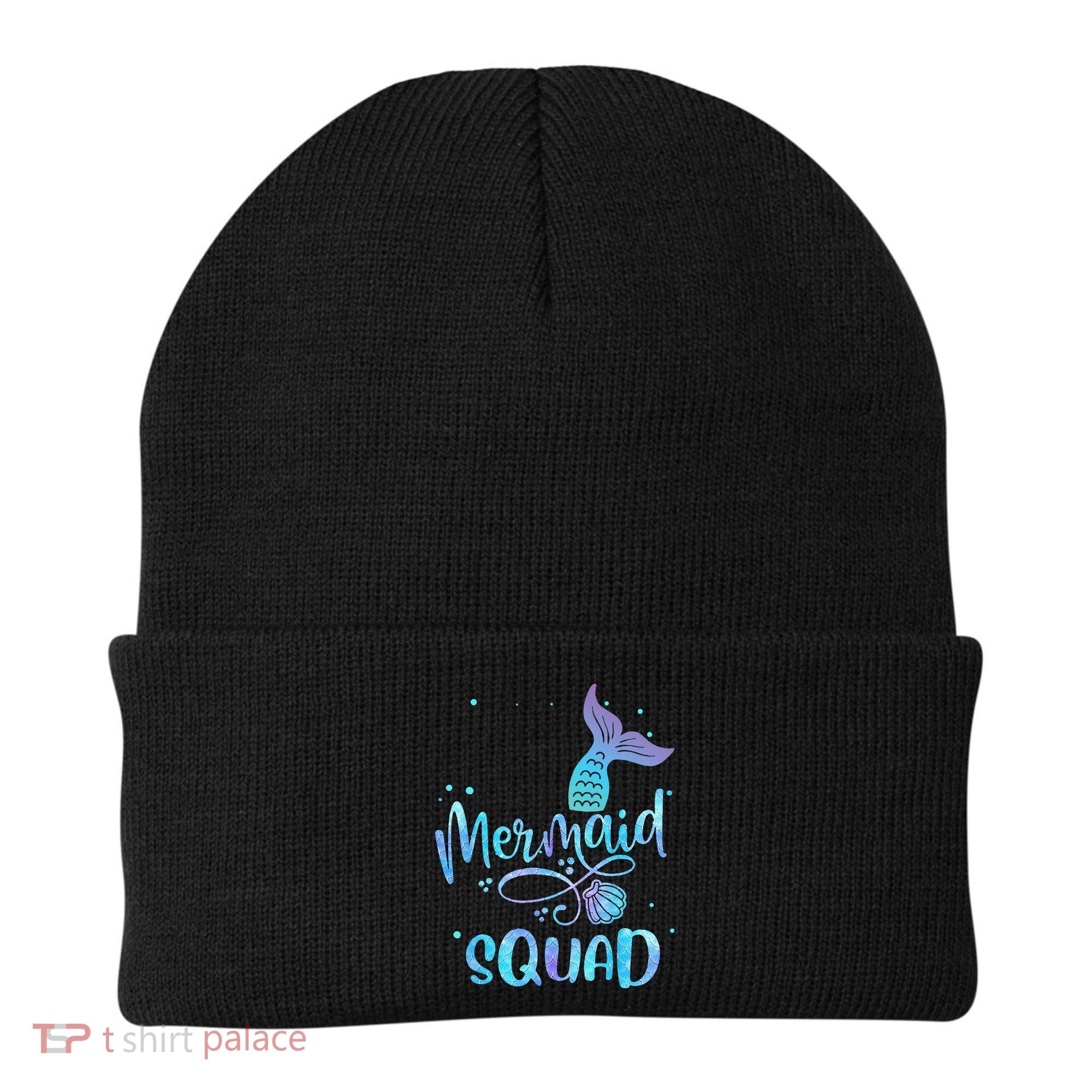 Mermaid Squad Cute Girls Birthday Squad Mermaid Tail Party Beanie