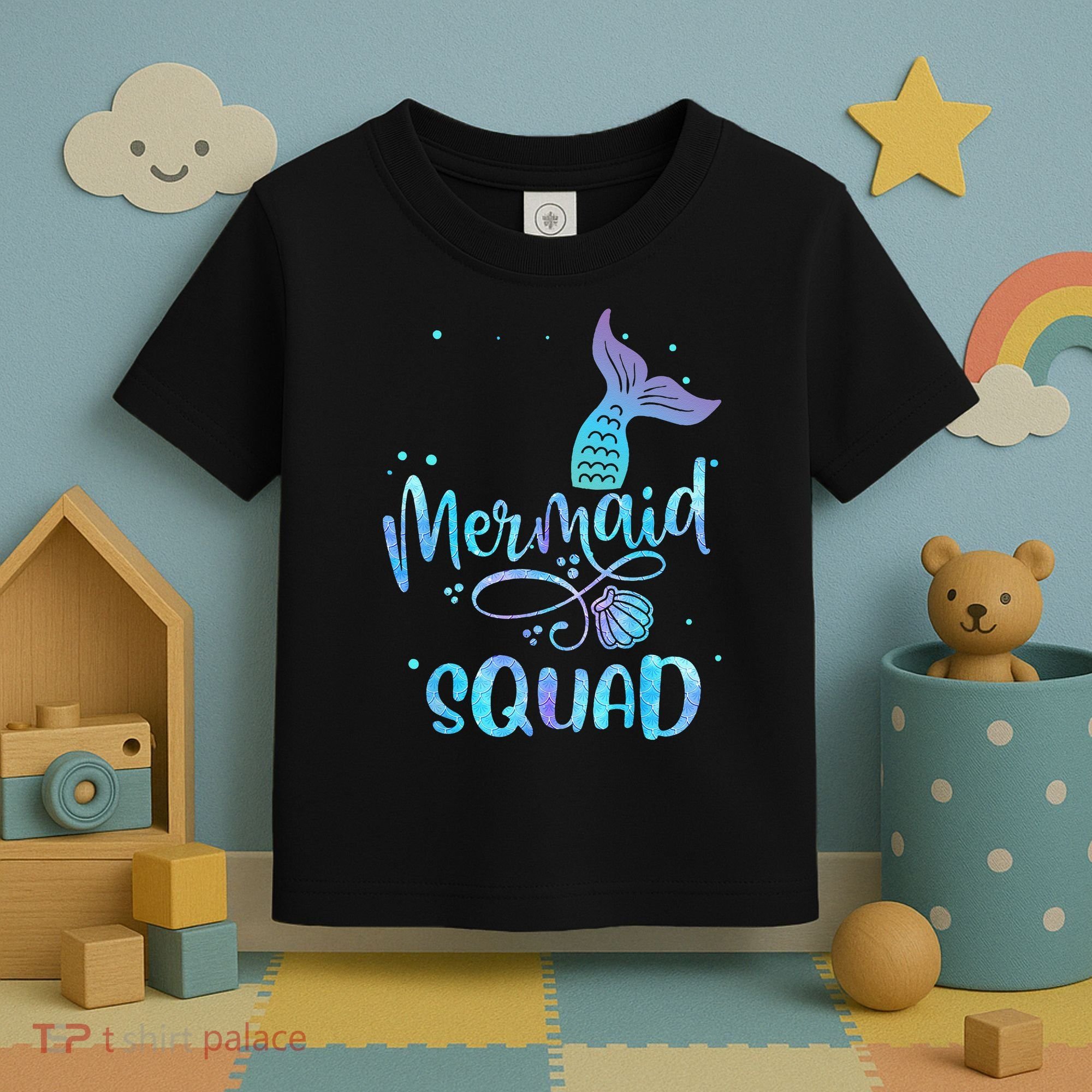 Mermaid Squad Cute Girls Birthday Squad Mermaid Tail Party Toddler T-Shirt
