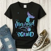 Mermaid Squad Cute Girls Birthday Squad Mermaid Tail Party Women's T-Shirt thumb 3