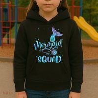 Mermaid Squad Cute Girls Birthday Squad Mermaid Tail Party Kids Hoodie thumb 3