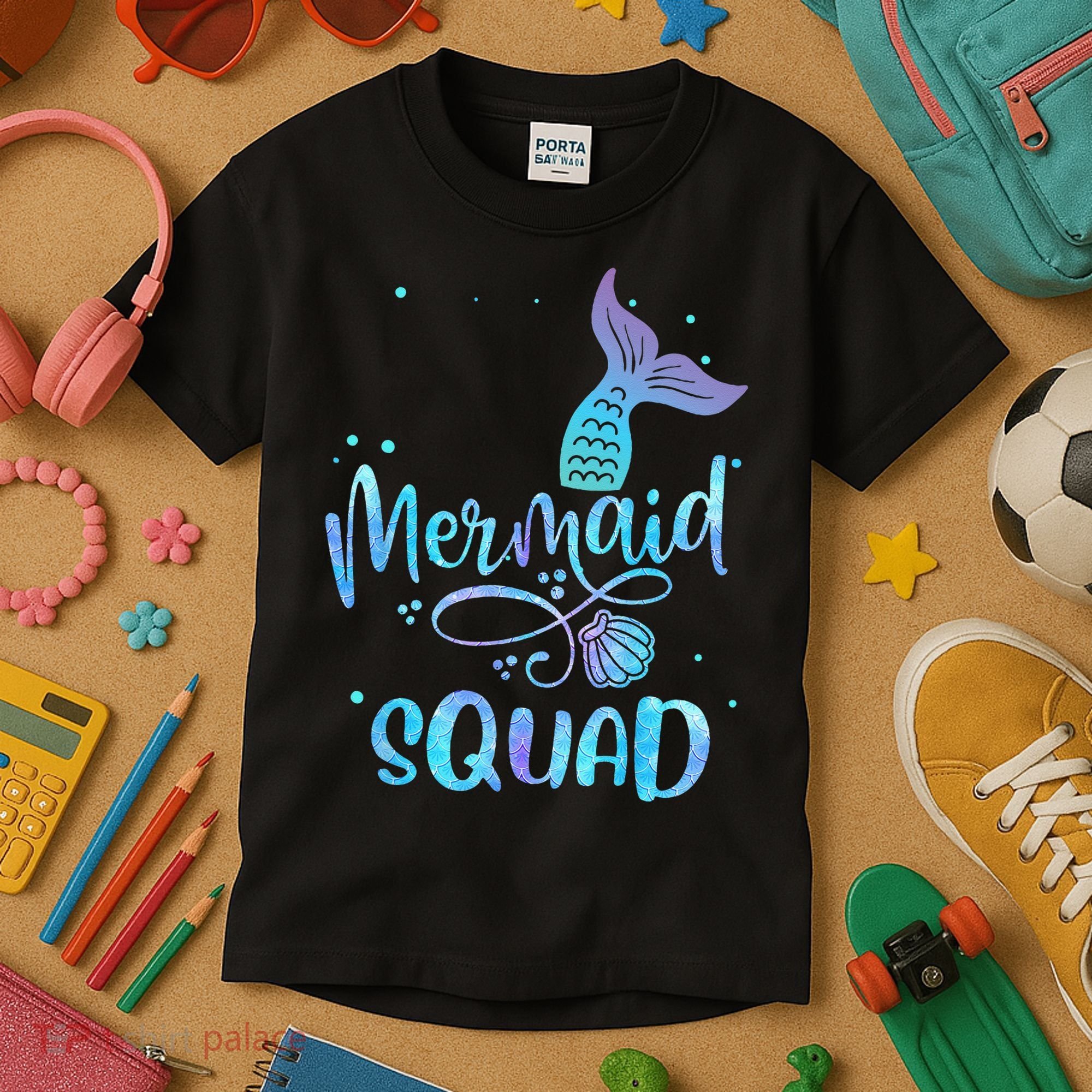 Mermaid Squad Cute Girls Birthday Squad Mermaid Tail Party Kids T-Shirt