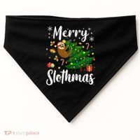Merry Slothmas Christmas Sloth Lover Xmas Pajamas Christmas USA-Made Doggie Bandana thumb 0