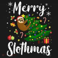Merry Slothmas Christmas Sloth Lover Xmas Pajamas Christmas Long Sleeve Shirt thumb 2