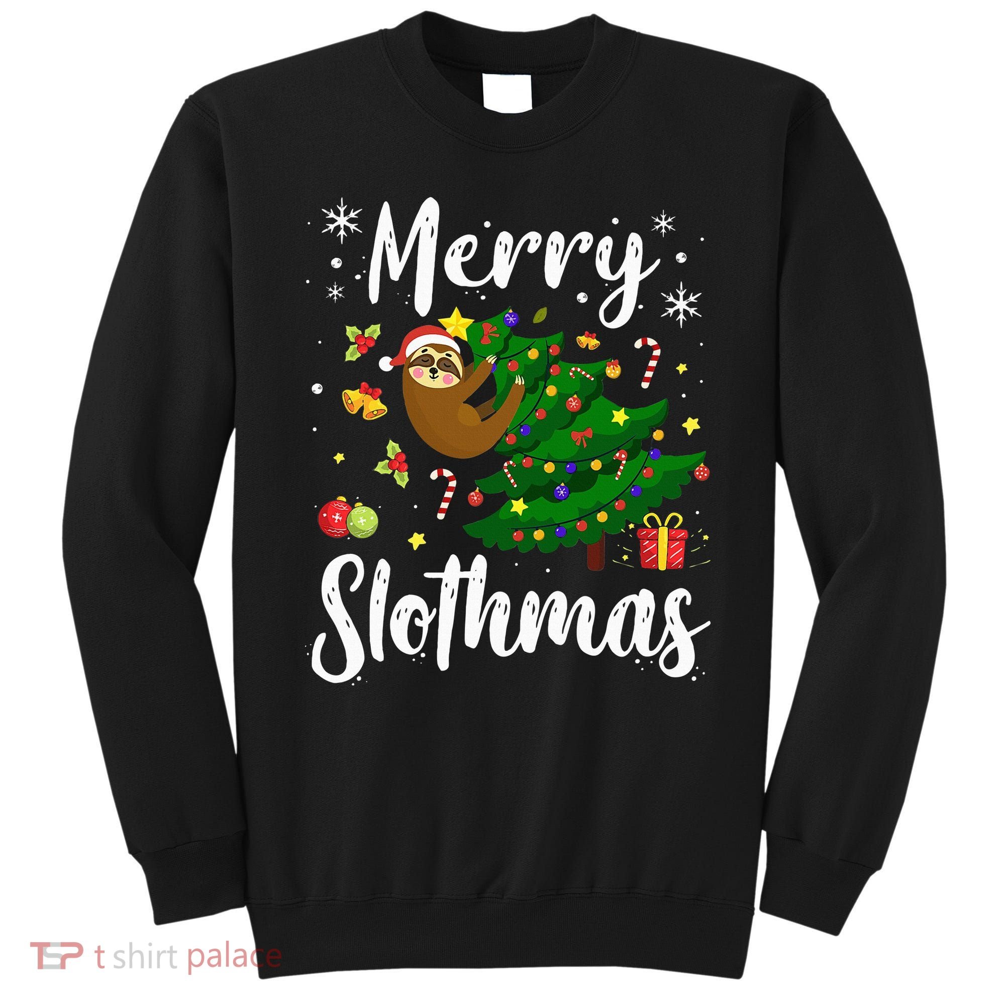 Merry Slothmas Christmas Sloth Lover Xmas Pajamas Christmas Sweatshirt