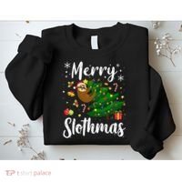 Merry Slothmas Christmas Sloth Lover Xmas Pajamas Christmas Sweatshirt thumb 2