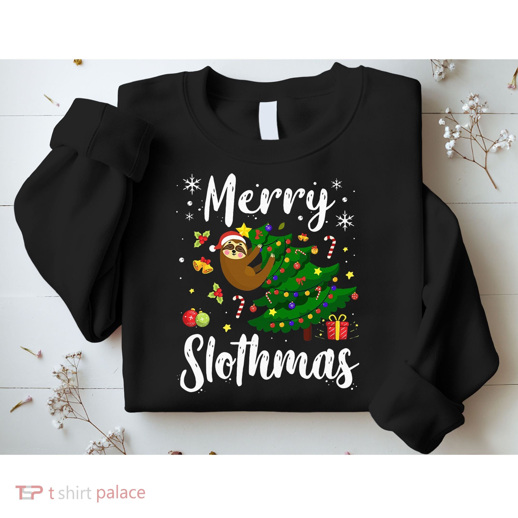 Merry Slothmas Christmas Sloth Lover Xmas Pajamas Christmas Sweatshirt