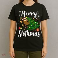 Merry Slothmas Christmas Sloth Lover Xmas Pajamas Christmas T-Shirt thumb 4