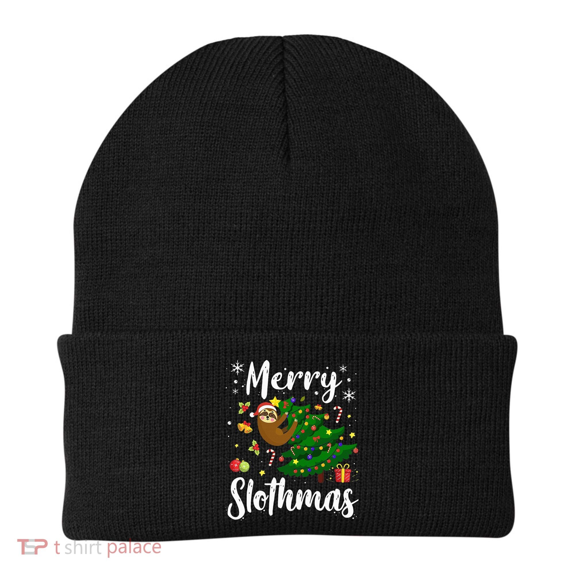 Merry Slothmas Christmas Sloth Lover Xmas Pajamas Christmas Beanie