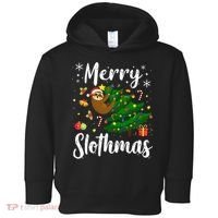Merry Slothmas Christmas Sloth Lover Xmas Pajamas Christmas Toddler Hoodie thumb 0