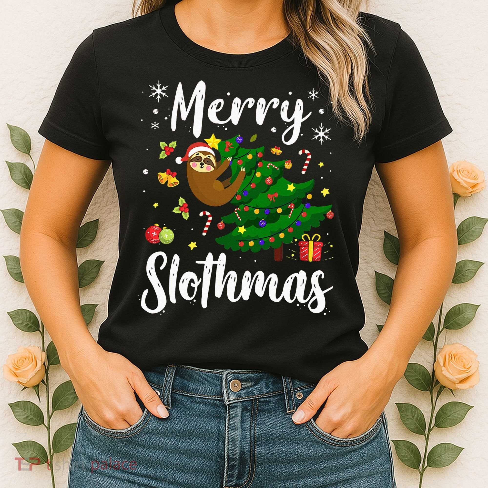 Merry Slothmas Christmas Sloth Lover Xmas Pajamas Christmas Women's T-Shirt