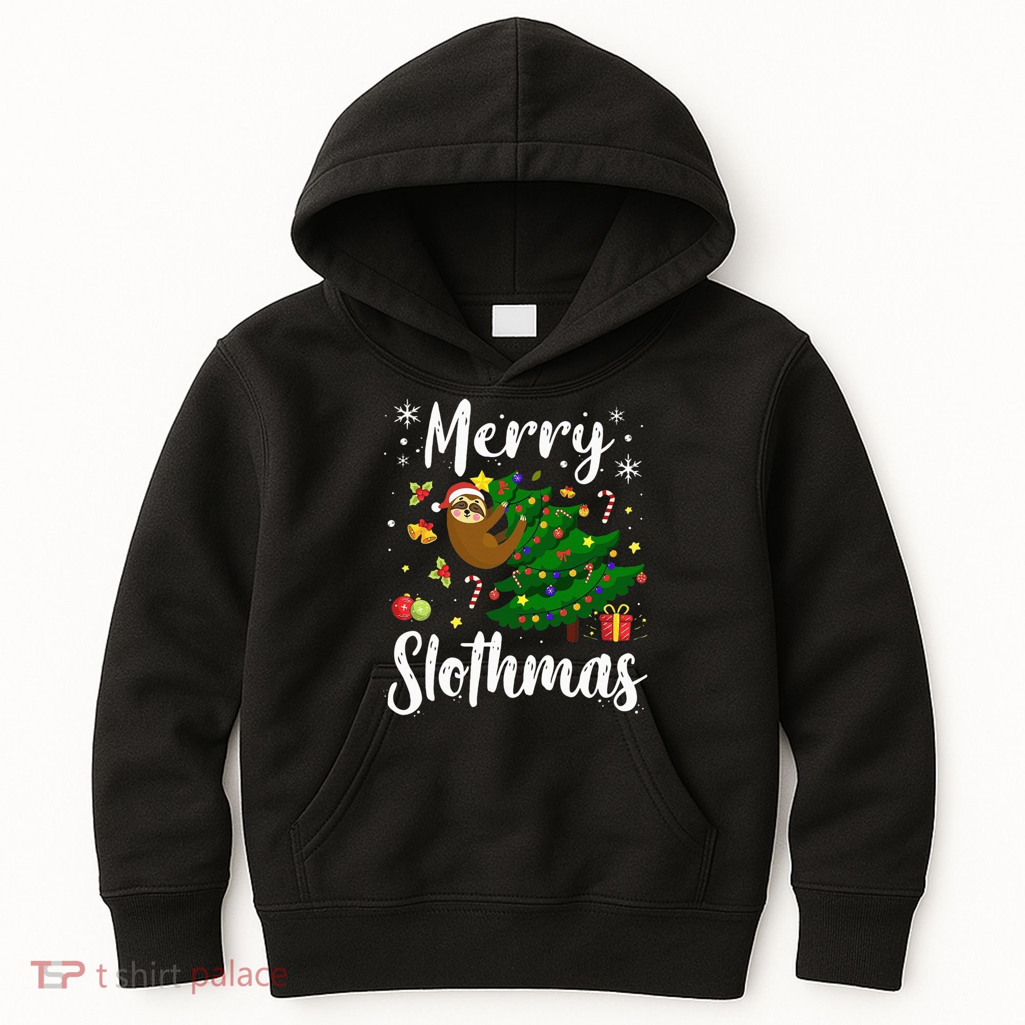 Merry Slothmas Christmas Sloth Lover Xmas Pajamas Christmas Kids Hoodie