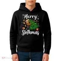 Merry Slothmas Christmas Sloth Lover Xmas Pajamas Christmas Kids Hoodie thumb 4