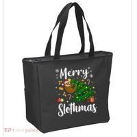 Merry Slothmas Christmas Sloth Lover Xmas Pajamas Christmas Tote Bag thumb 2