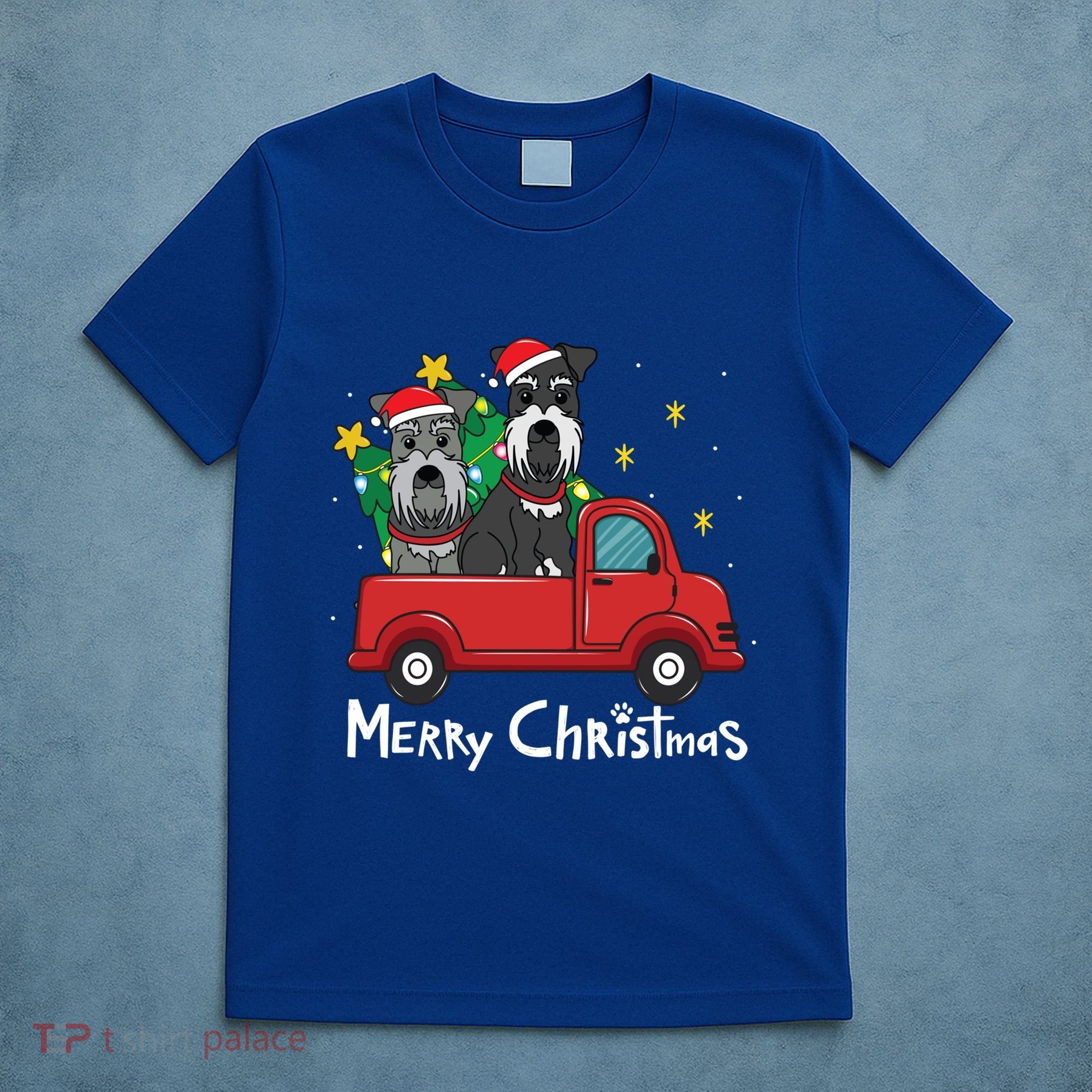 Miniature Schnauzer Christmas Truck Tree Mom Dad Xmas Gift Meaningful Gift T-Shirt