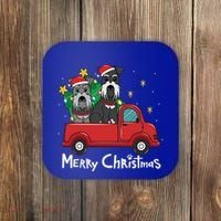 Miniature Schnauzer Christmas Truck Tree Mom Dad Xmas Gift Meaningful Gift Coaster thumb 0