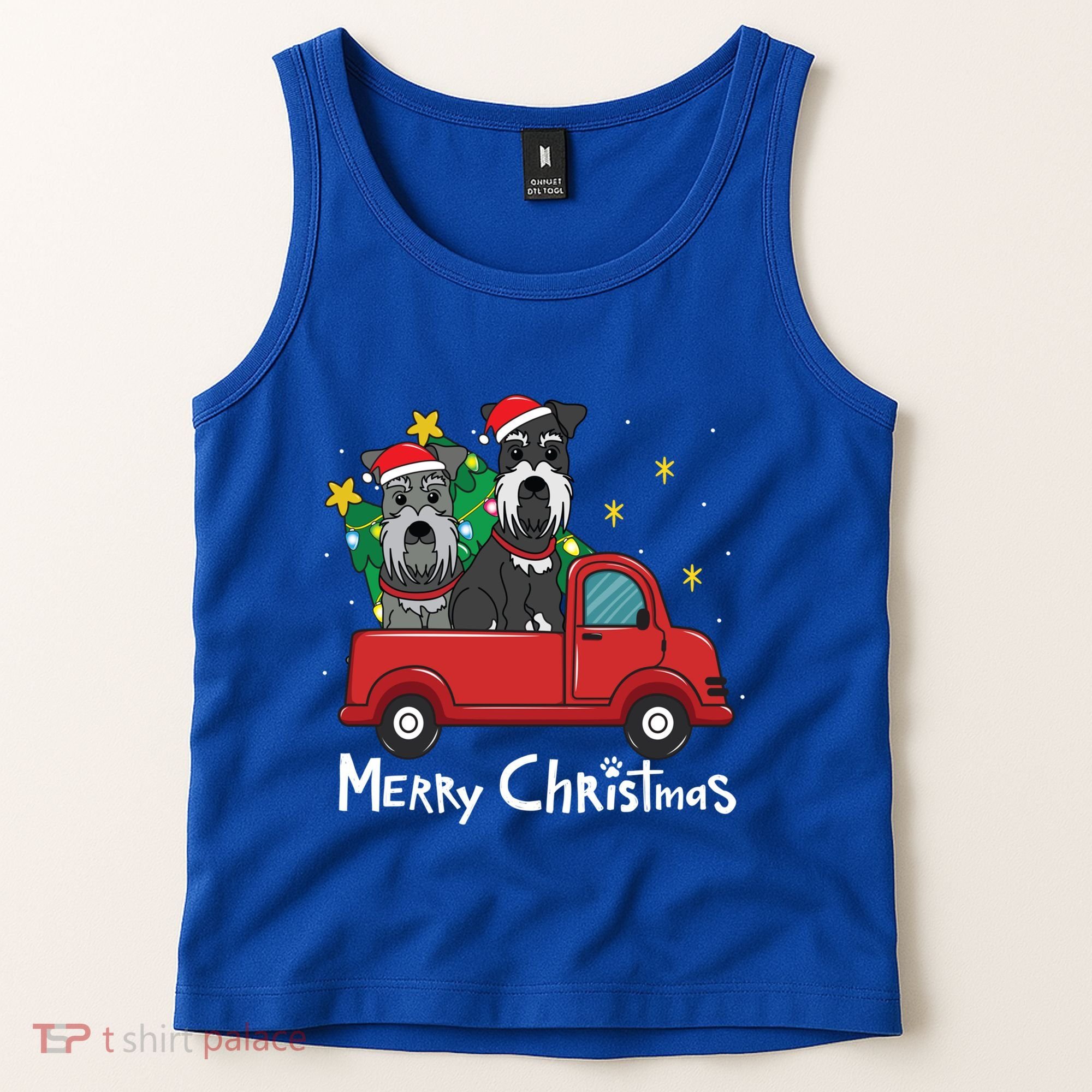 Miniature Schnauzer Christmas Truck Tree Mom Dad Xmas Gift Meaningful Gift Tank Top
