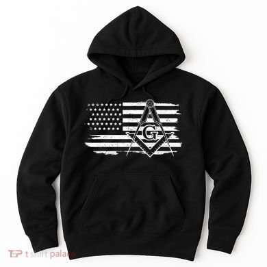 Mason Square & Compass Masonic Us Flag Freemason Shriner Hoodie