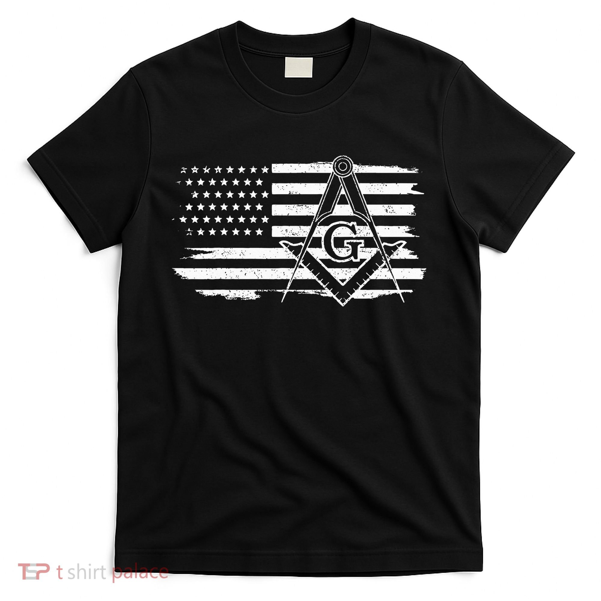 Mason Square & Compass Masonic Us Flag Freemason Shriner T-Shirt