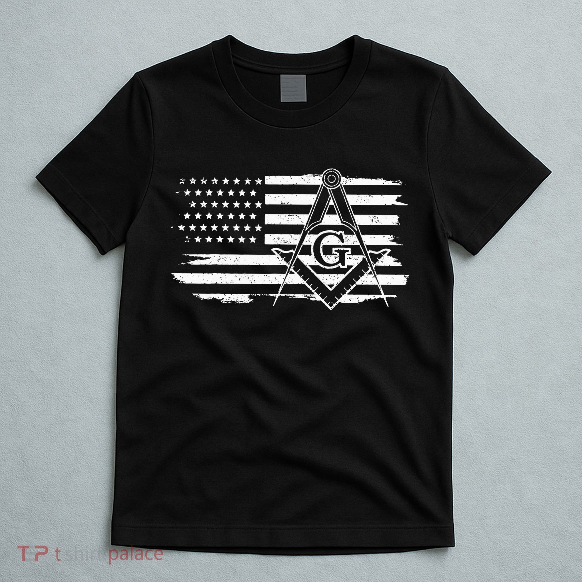 Mason Square & Compass Masonic Us Flag Freemason Shriner T-Shirt