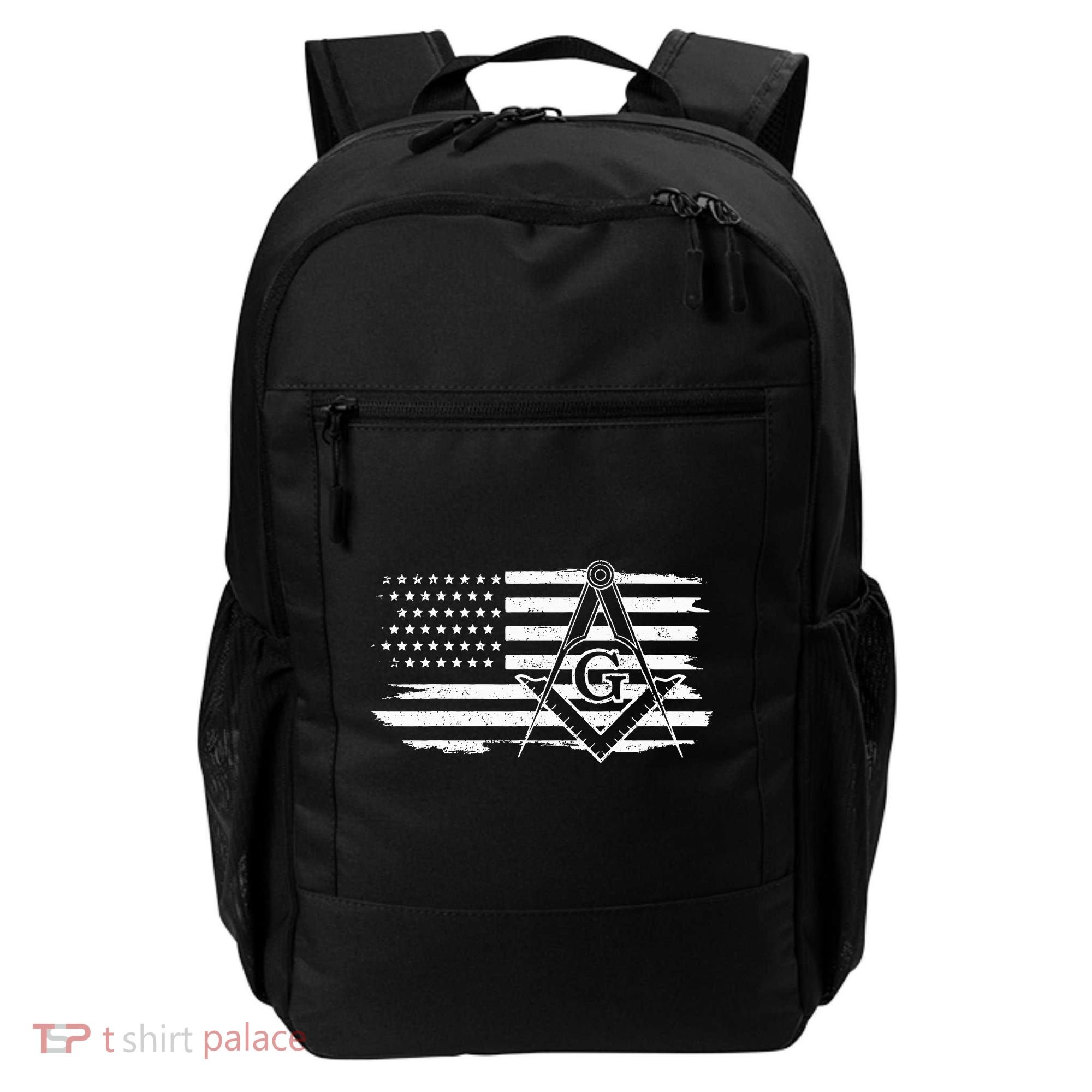 Mason Square & Compass Masonic Us Flag Freemason Shriner Backpack