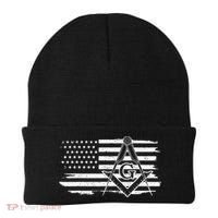 Mason Square & Compass Masonic Us Flag Freemason Shriner Beanie thumb 0
