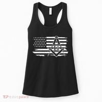Mason Square & Compass Masonic Us Flag Freemason Shriner Women's Tank Top thumb 0