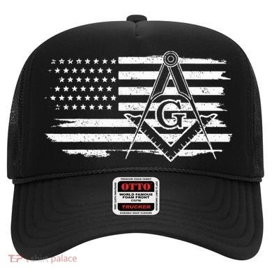 Mason Square & Compass Masonic Us Flag Freemason Shriner Hat