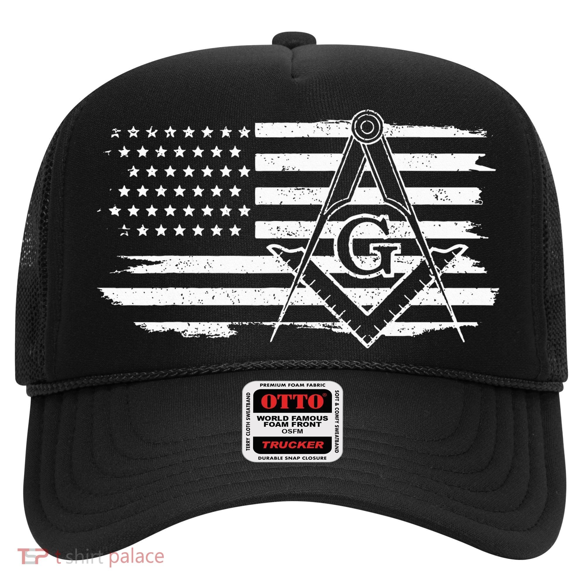 Mason Square & Compass Masonic Us Flag Freemason Shriner Hat