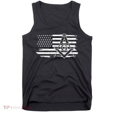 Mason Square & Compass Masonic Us Flag Freemason Shriner Tank Top