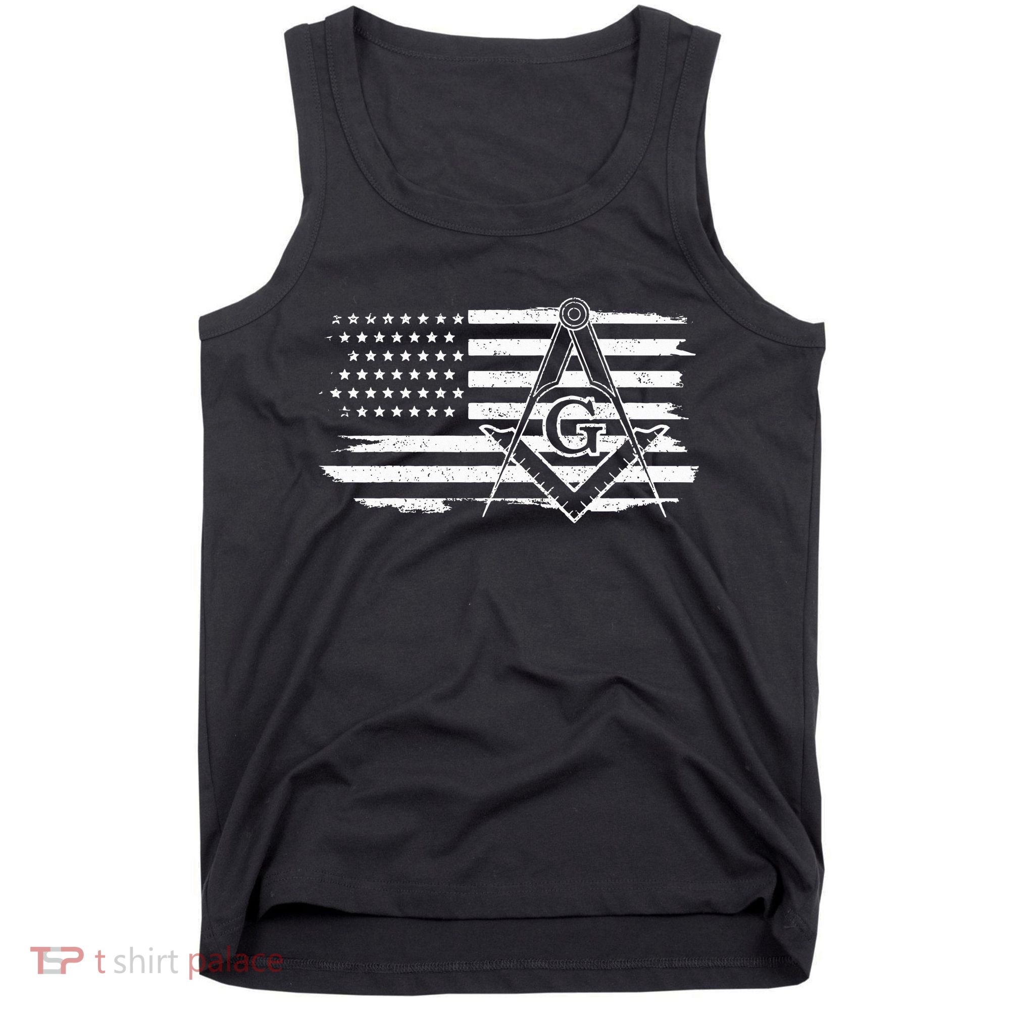 Mason Square & Compass Masonic Us Flag Freemason Shriner Tank Top