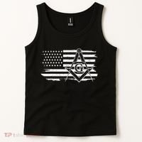Mason Square & Compass Masonic Us Flag Freemason Shriner Tank Top thumb 2