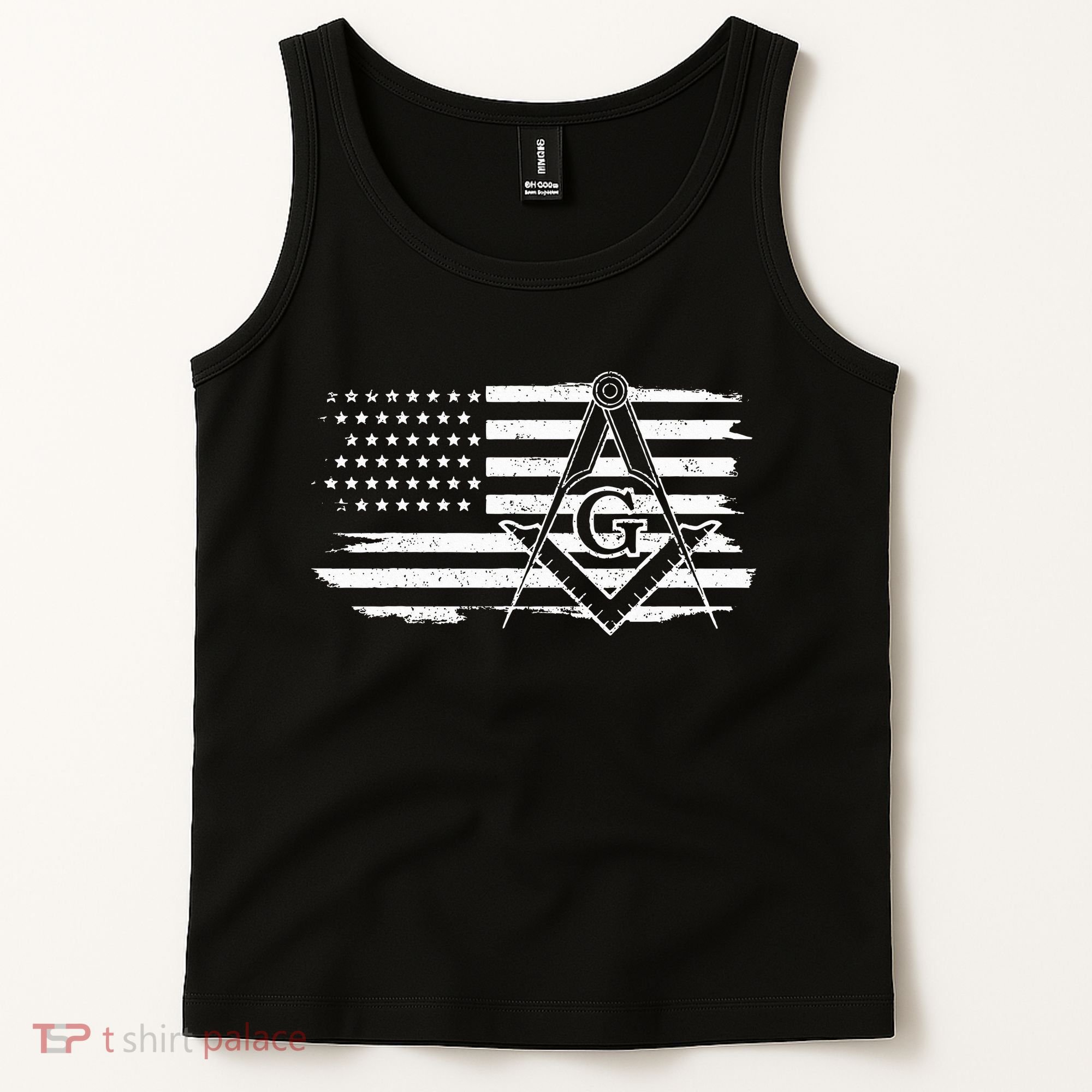Mason Square & Compass Masonic Us Flag Freemason Shriner Tank Top