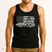 Mason Square & Compass Masonic Us Flag Freemason Shriner Tank Top thumb 3