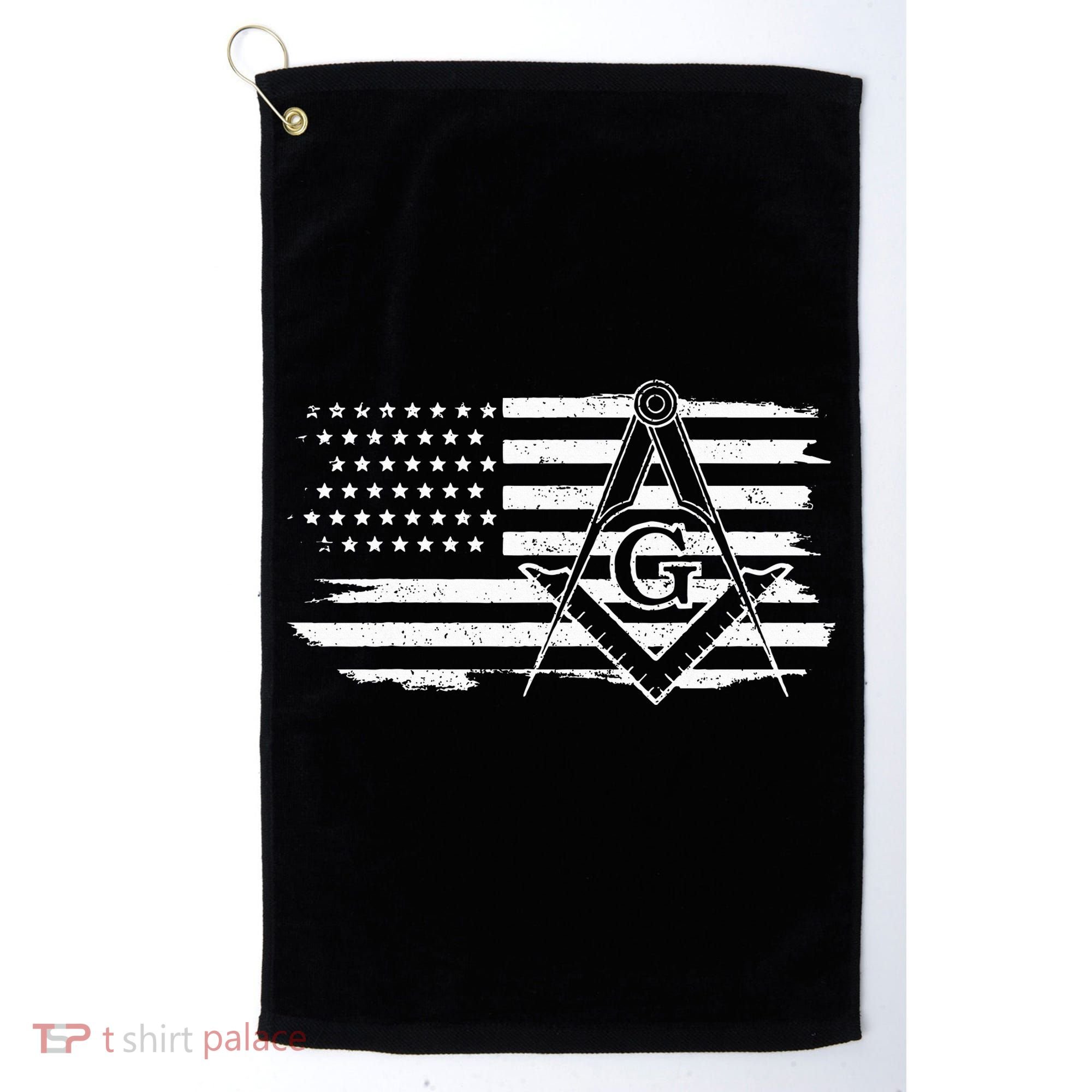 Mason Square & Compass Masonic Us Flag Freemason Shriner Golf Towel