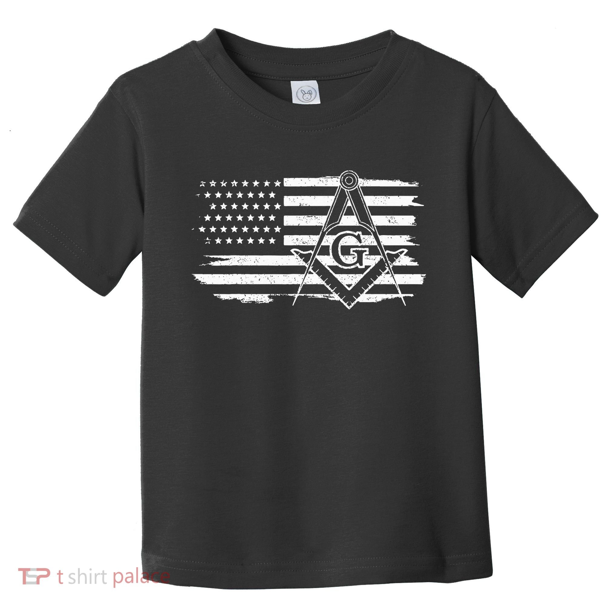 Mason Square & Compass Masonic Us Flag Freemason Shriner Toddler T-Shirt