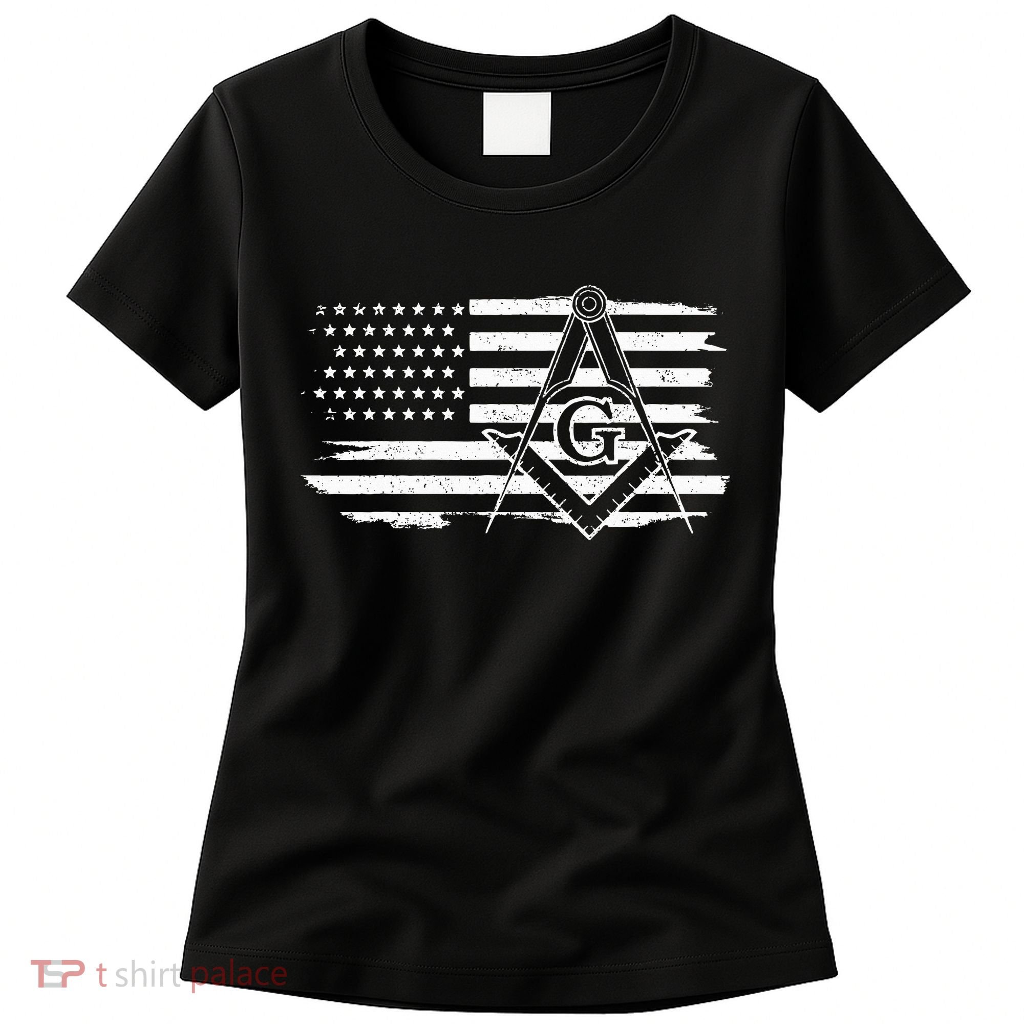 Mason Square & Compass Masonic Us Flag Freemason Shriner Women's T-Shirt