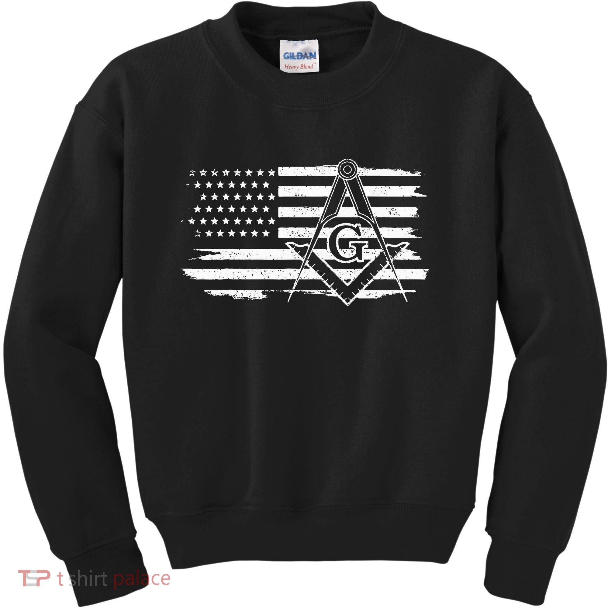 Mason Square & Compass Masonic Us Flag Freemason Shriner Kids Sweatshirt