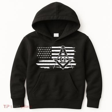 Mason Square & Compass Masonic Us Flag Freemason Shriner Kids Hoodie