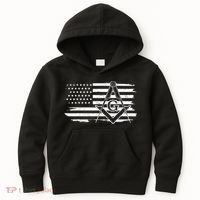 Mason Square & Compass Masonic Us Flag Freemason Shriner Kids Hoodie thumb 0