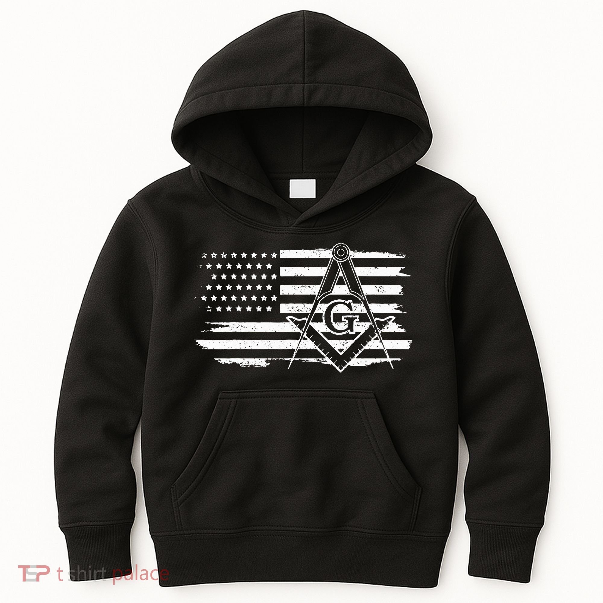 Mason Square & Compass Masonic Us Flag Freemason Shriner Kids Hoodie