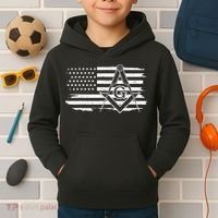 Mason Square & Compass Masonic Us Flag Freemason Shriner Kids Hoodie thumb 2