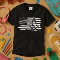 Mason Square & Compass Masonic Us Flag Freemason Shriner Kids T-Shirt thumb 3
