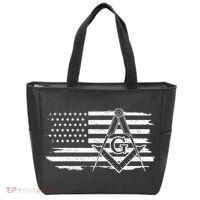Mason Square & Compass Masonic Us Flag Freemason Shriner Tote Bag thumb 0