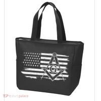 Mason Square & Compass Masonic Us Flag Freemason Shriner Tote Bag thumb 3