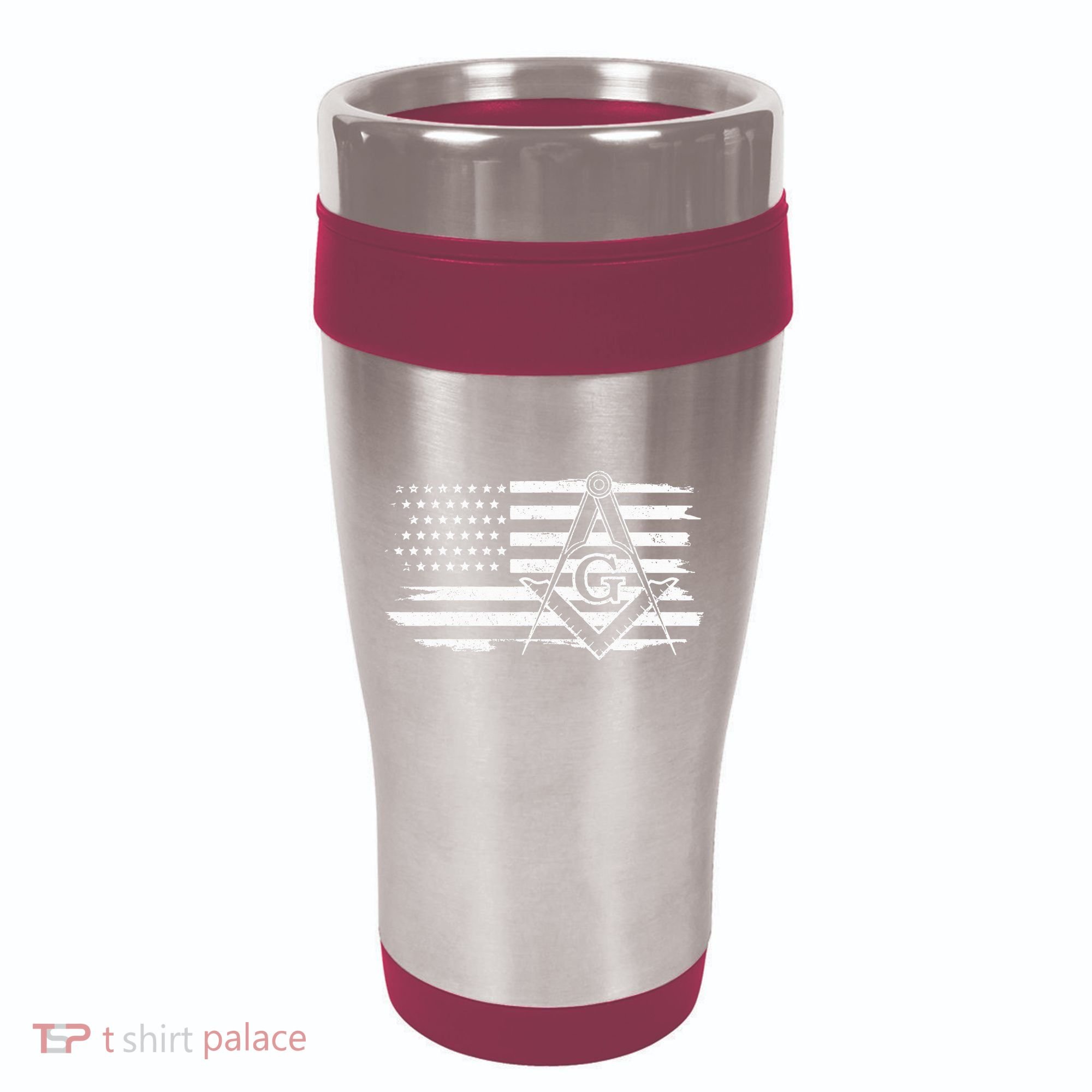 Mason Square & Compass Masonic Us Flag Freemason Shriner 16oz Travel Tumbler