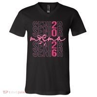 Mom Senior Class Of 2026 Coquette Bow Graduation 2026 V-Neck T-Shirt thumb 0