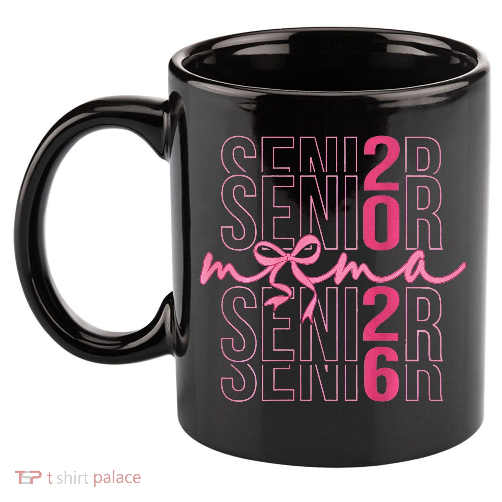 Mom Senior Class Of 2026 Coquette Bow Graduation 2026 11oz C Handle Ceramic Mug