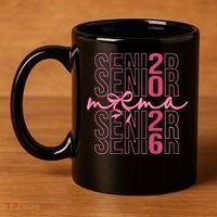 Mom Senior Class Of 2026 Coquette Bow Graduation 2026 11oz C Handle Ceramic Mug thumb 4