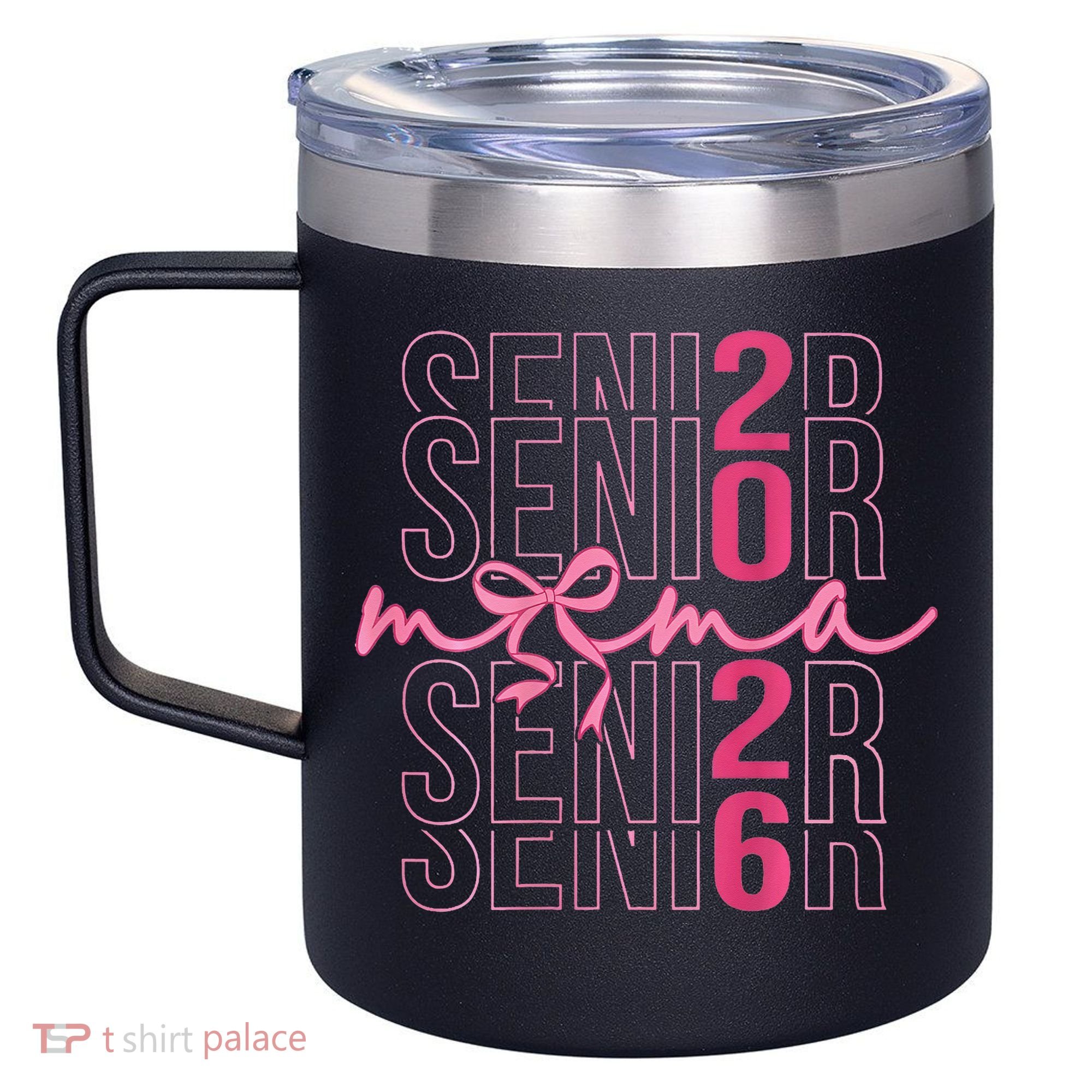 Mom Senior Class Of 2026 Coquette Bow Graduation 2026 12oz Stainless Steel Coffee Mug
